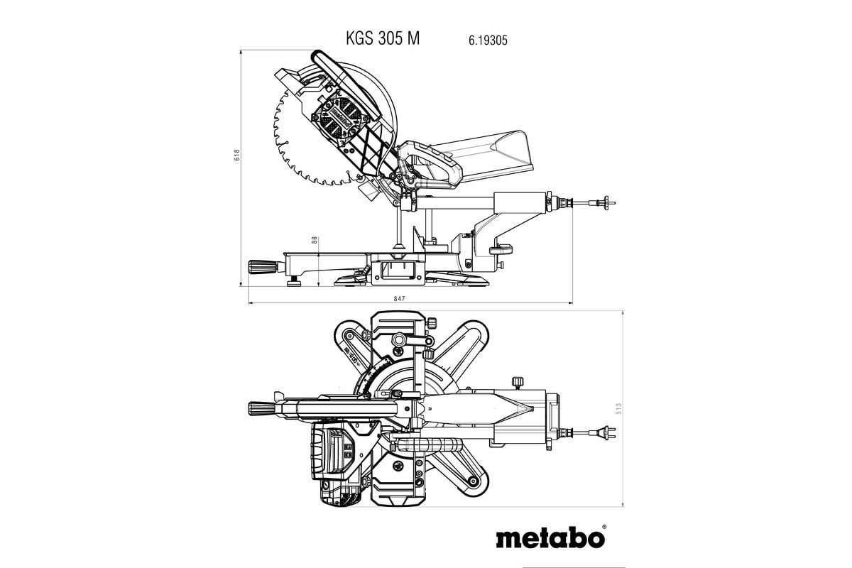 Metabo KGS305M-240V 305mm Dia Sliding Compound Mitre Saw - 240V