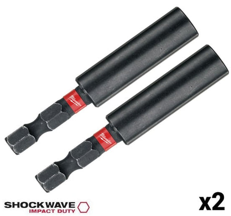 2 x Milwaukee 4932352406 Shockwave Magnetic Bit Holders - 1/4in H - 4932352406-2 - Milwaukee Tools UK - Trade Counter Direct
