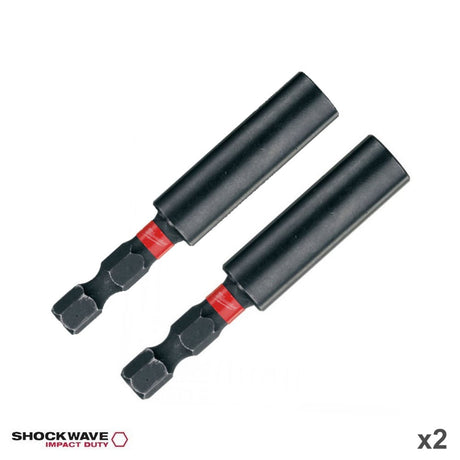 2 x Milwaukee 4932352406 Shockwave Magnetic Bit Holders - 1/4in H - 4932352406-2 - Milwaukee Tools UK - Trade Counter Direct