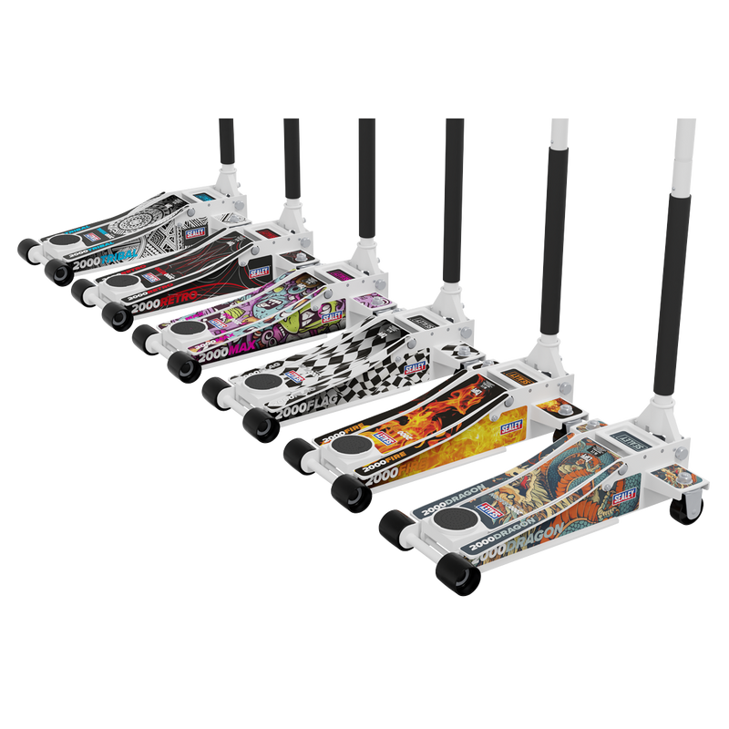 Sealey 2000CW Low Profile Custom Design Trolley Jack with Rocket Lift 2 Tonne - White - additional view 3