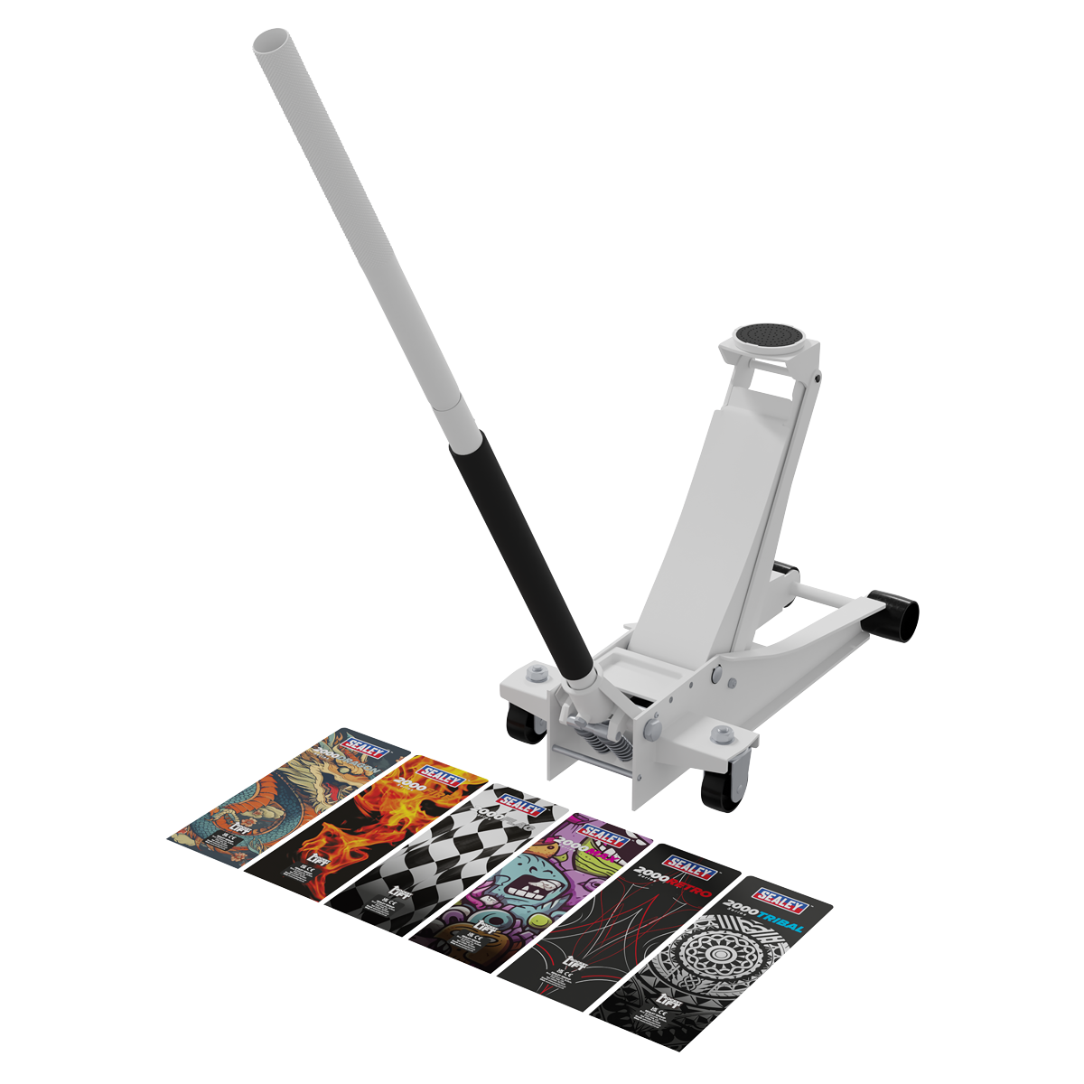 Sealey 2000CW Low Profile Custom Design Trolley Jack with Rocket Lift 2 Tonne - White
