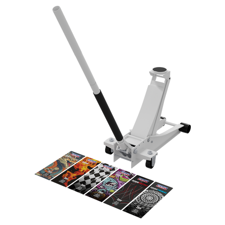 Sealey 2000CW Low Profile Custom Design Trolley Jack with Rocket Lift 2 Tonne - White