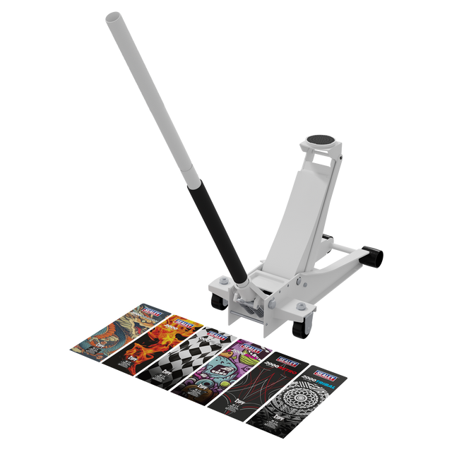 Sealey 2000CW Low Profile Custom Design Trolley Jack with Rocket Lift 2 Tonne - White