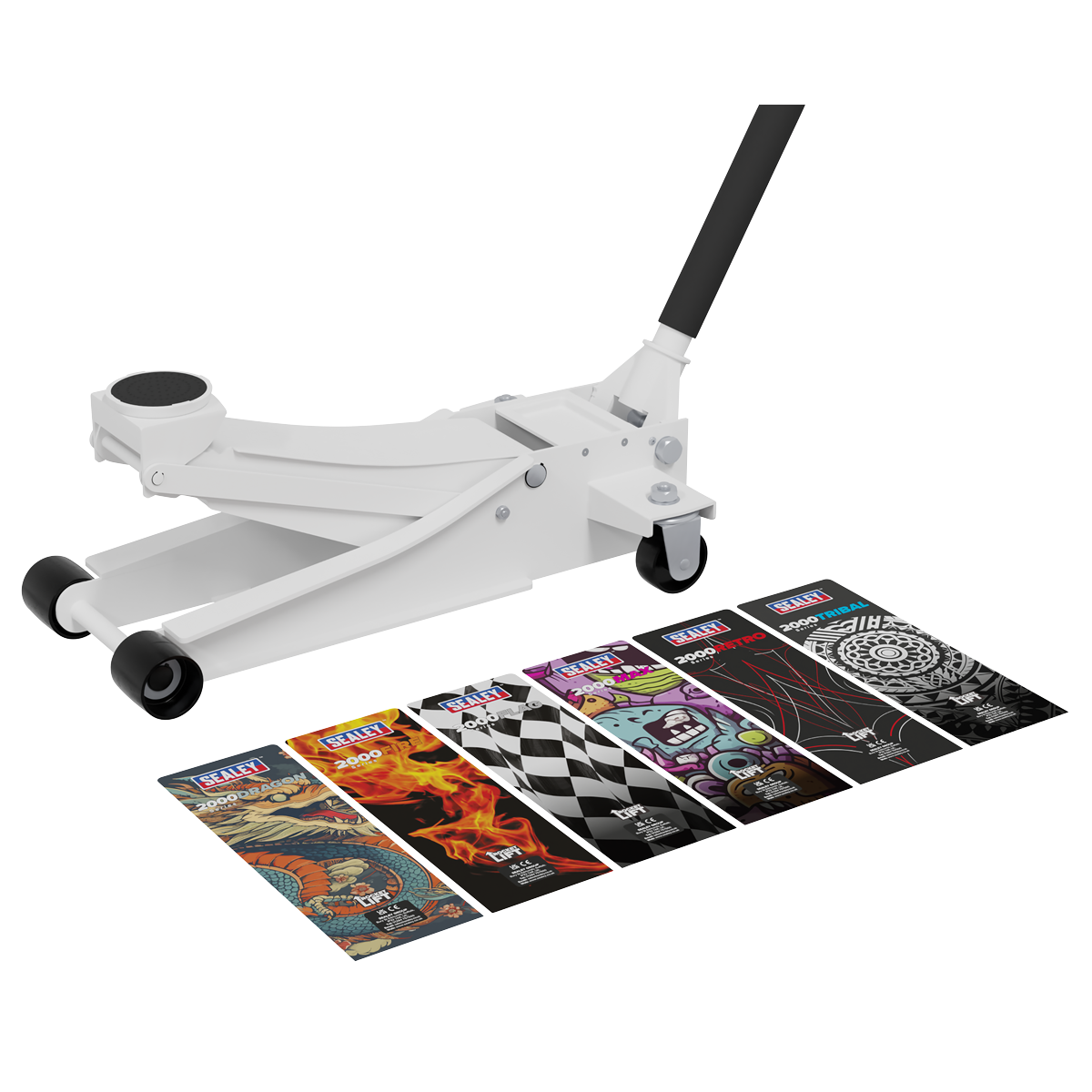 Sealey 2000CW Low Profile Custom Design Trolley Jack with Rocket Lift 2 Tonne - White - additional view 4