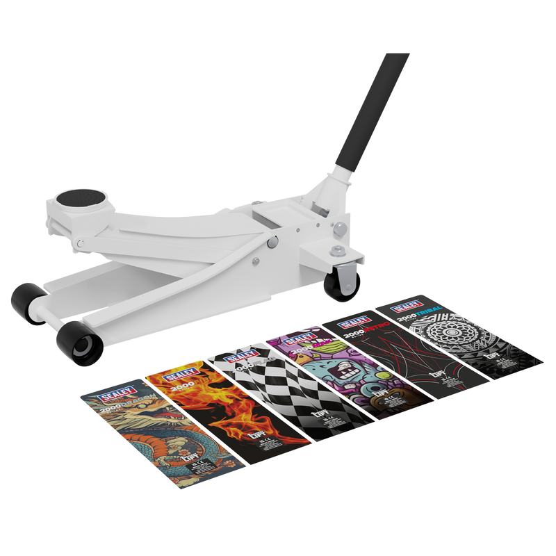 Sealey 2000CW Low Profile Custom Design Trolley Jack with Rocket Lift 2 Tonne - White - additional view 4