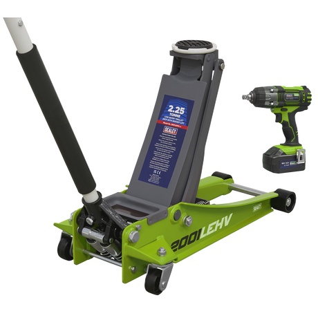 Sealey 2001LEHVCOMBO Trolley Jack & Cordless Impact Wrench Combo - Green