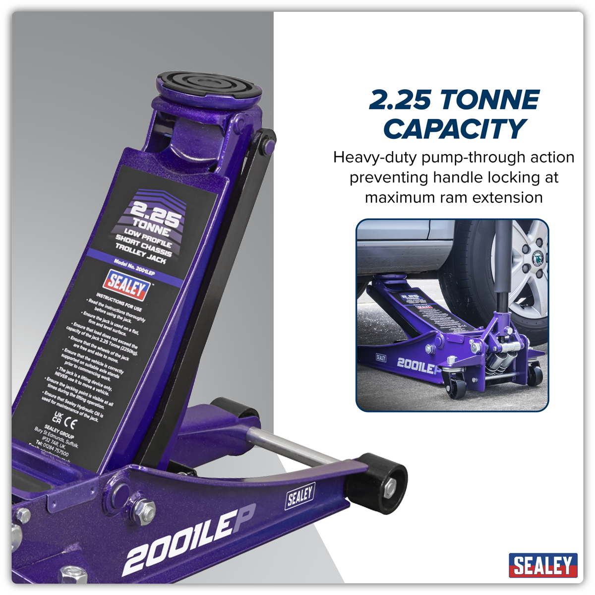 Sealey 2001LEP Low Profile Trolley Jack with Rocket Lift 2.25 Tonne - Purple - additional view 10