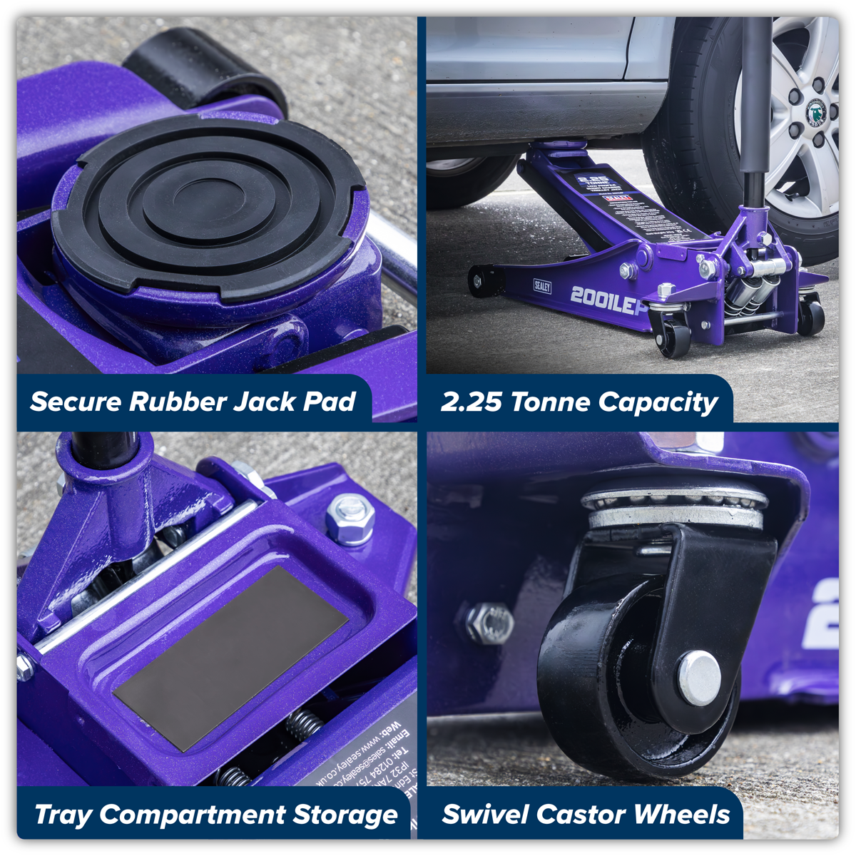 Sealey 2001LEP Low Profile Trolley Jack with Rocket Lift 2.25 Tonne - Purple - additional view 8
