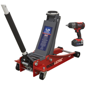 Sealey 2001LERECOMBO Trolley Jack & Cordless Impact Wrench Combo - Red