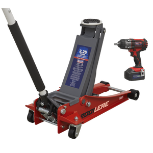 Sealey 2001LERECOMBO Trolley Jack & Cordless Impact Wrench Combo - Red
