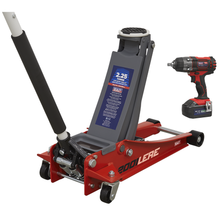 Sealey 2001LERECOMBO Trolley Jack & Cordless Impact Wrench Combo - Red
