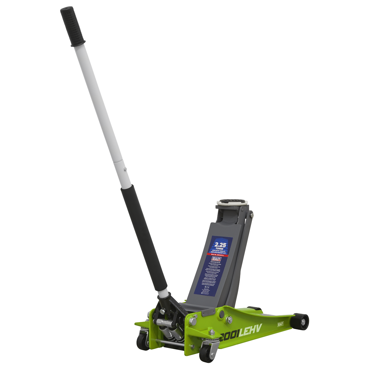 Sealey 2001LEHV Trolley Jack 2.25tonne Low Entry Rocket Lift Hi-Vis Green