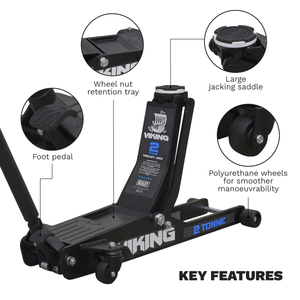Sealey 2100TB Viking Low Profile Professional Long Reach Trolley Jack with Rocket Lift 2 Tonne - additional view 5