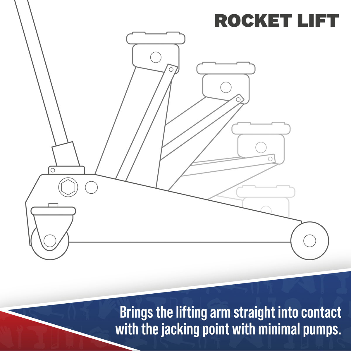 Sealey 2100TB Viking Low Profile Professional Long Reach Trolley Jack with Rocket Lift 2 Tonne - additional view 7