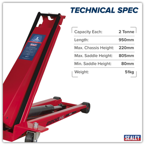 Sealey 2200HL High Lift Low Profile Trolley Jack 2 Tonne - additional view 9