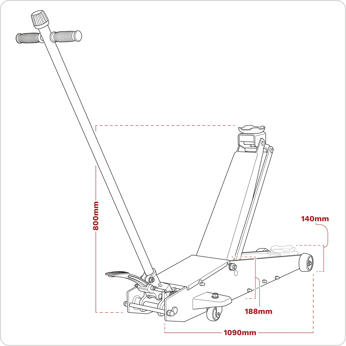 Sealey 2201HL Long Reach High Lift Commercial Trolley Jack 2 Tonne - additional view 8