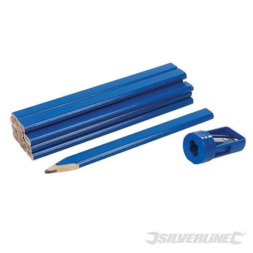 Silverline Carpenters Pencils and Sharpener Set 13pce 175mm - 250227