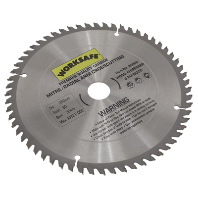 Sealey 25060 Worksafe® TCT Saw Blade 250 x 30mm 60tpu
