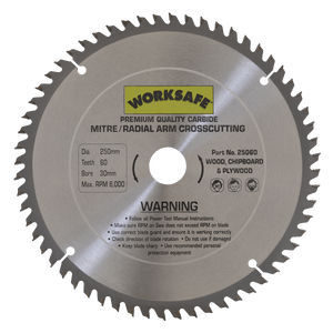 Sealey 25060 Worksafe® TCT Saw Blade 250 x 30mm 60tpu - additional view 2