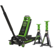Sealey 3040AGCOMBO1 Premier Trolley Jack 3 Tonne & Axle Stands (Pair) 3 Tonne per Stand Combo