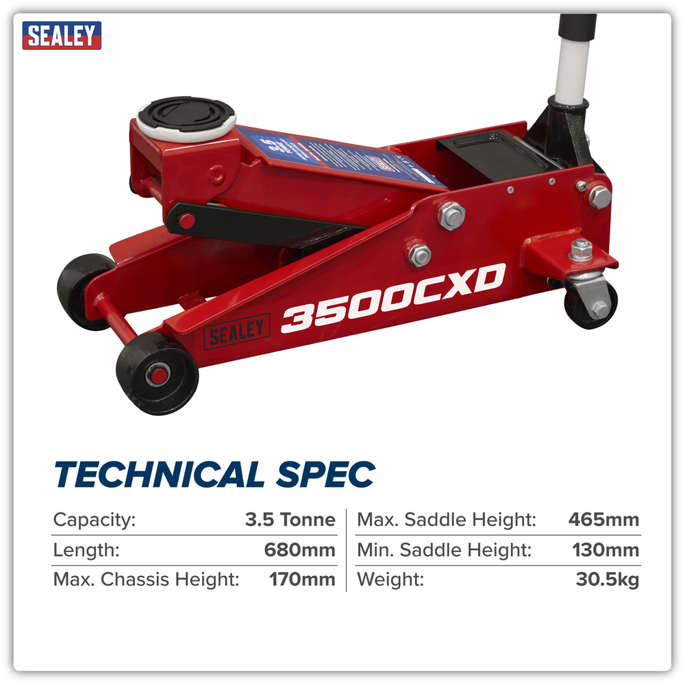 Sealey 3500CXD Trolley Jack with Super Rocket Lift 3.5 Tonne - additional view 7