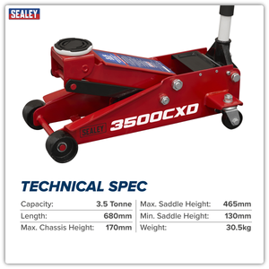 Sealey 3500CXD Trolley Jack with Super Rocket Lift 3.5 Tonne - additional view 7