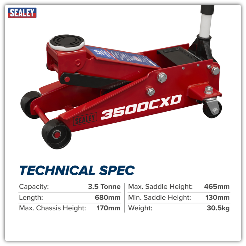 Sealey 3500CXD Trolley Jack with Super Rocket Lift 3.5 Tonne - additional view 7