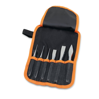 Beta 6-Piece Punch And Chisel Set In Polyester Roll-Up Wallet - 30 - 38/B6N