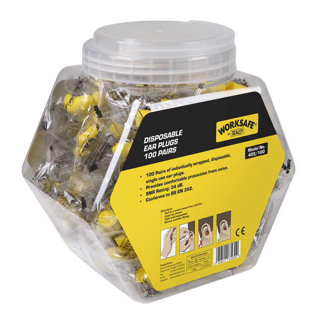 Sealey 403/100 Worksafe® Disposable Ear Plugs - 100 Pairs