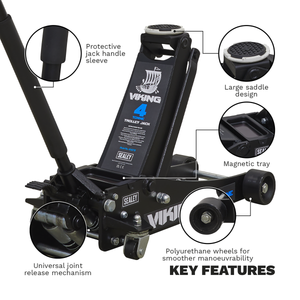 Sealey 4040TB Viking Low Profile Professional Trolley Jack with Rocket Lift 4 Tonne - additional view 5