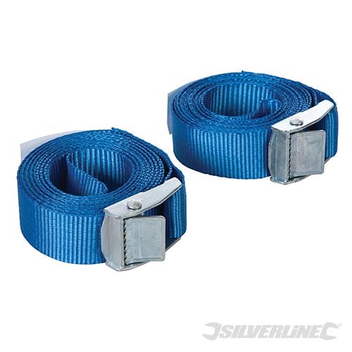Silverline Cam Buckle Tie Down Strap 2.5m x 25mm 2pk 2.5m x 25mm - 449682