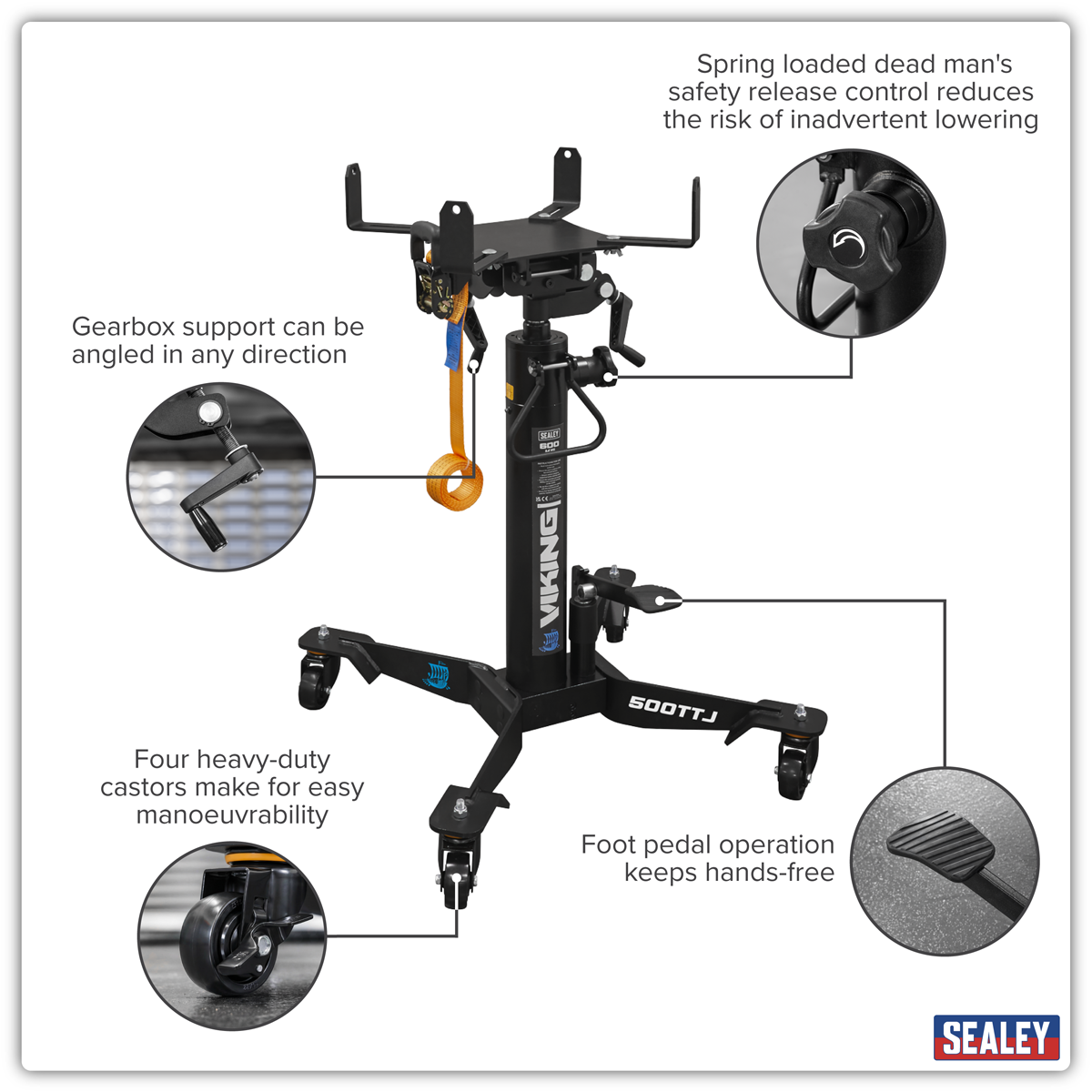 Sealey 500TTJ Telescopic Vertical Transmission Jack 600kg - additional view 8