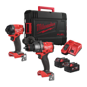Milwaukee M18FPP2A3-502X Fuel M18FPD3 & M18FID3 Impact Driver 2 x 5.0Ah - Twin Power Pack