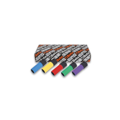Beta 5-Piece 1/2 Inch Drive Wheel Nut Impact Socket Set With Coloured Polymeric Inserts - 720LC - 720LC/S5