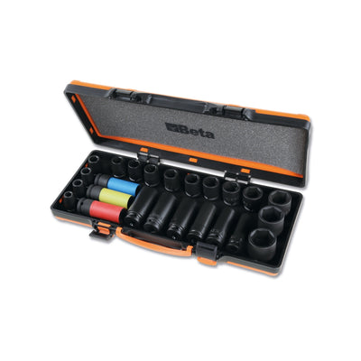 Beta Set of 24 impact sockets, 1/2" female drive, phosphatized, in metal case - 720/C24