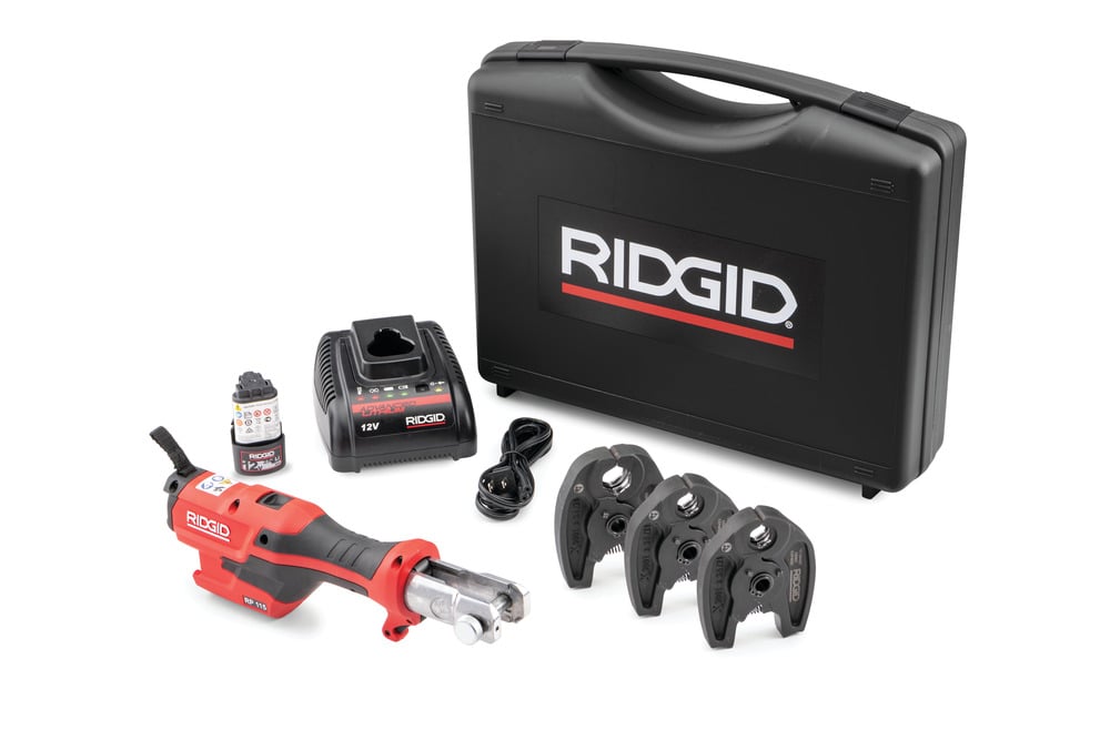Ridgid RP 115 Micro-Press Tool Kit with M15-18-22 Jaws, 12V Battery & 230V Fast Charger