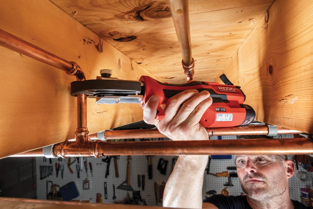 Ridgid RP 115 Micro-Press Tool Kit with M15-18-22 Jaws, 12V Battery & 230V Fast Charger