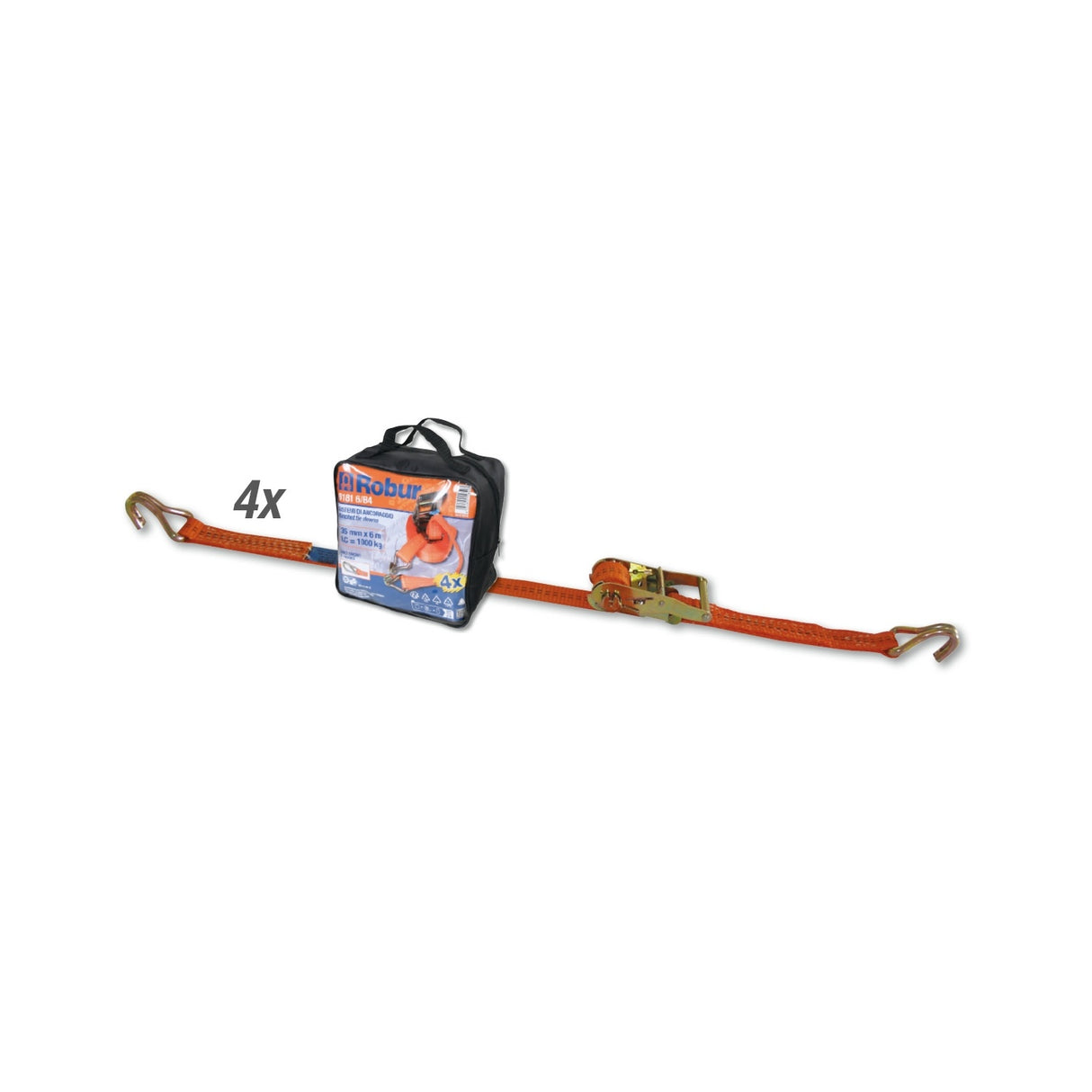 Robur Ratchet Tie Down With Single Hook Lc 1000 Kg 4 M - 8181 - 8181 4