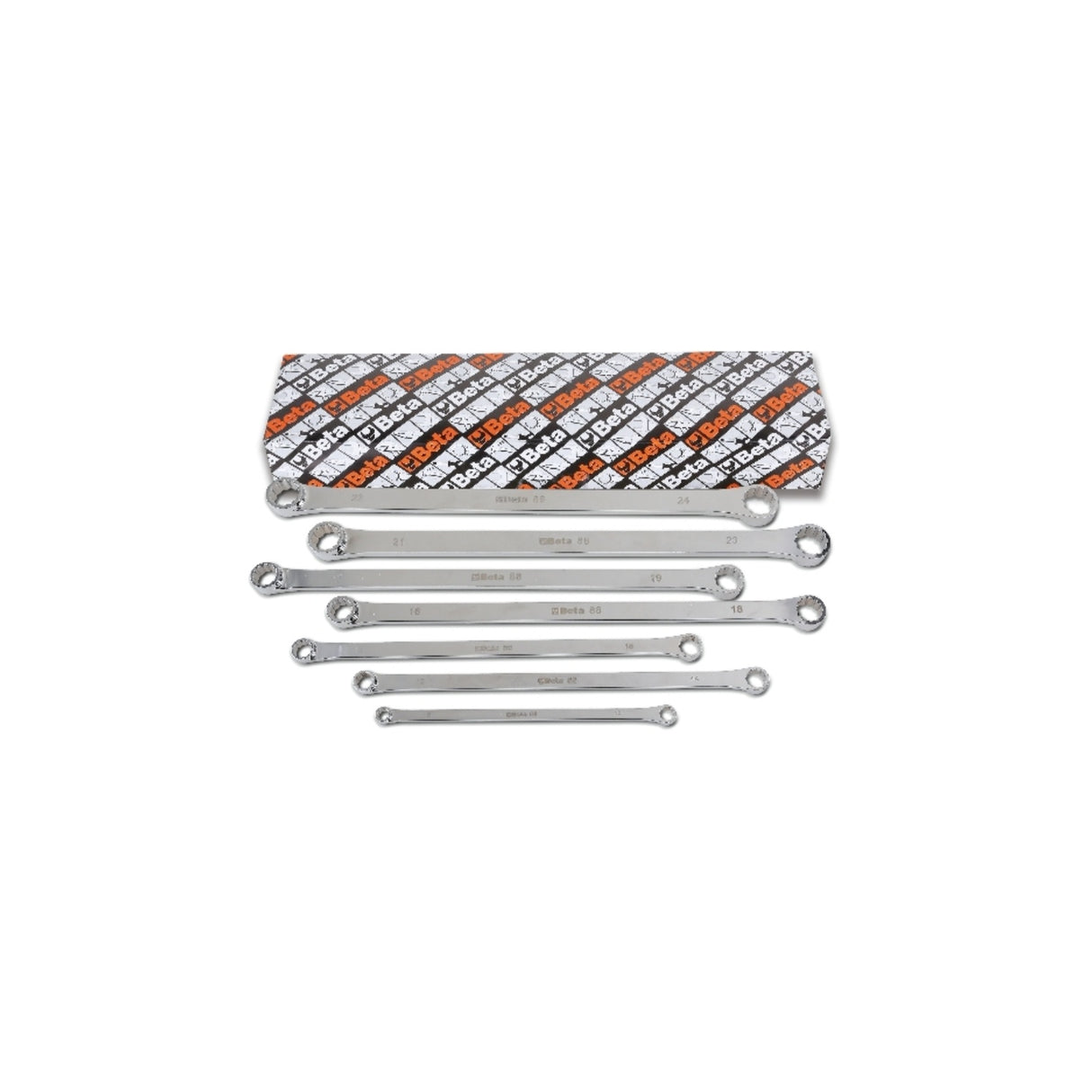 Beta 7-Piece Extra-Long Double Ended Flat Ring Wrench Set 8X10 To 22X24 Mm - 88 - 88/S7