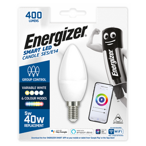 Energizer 5W-40W SMART LED Candle SES/E14 Bulb (Alexa/Hey Google/Siri Compatible)