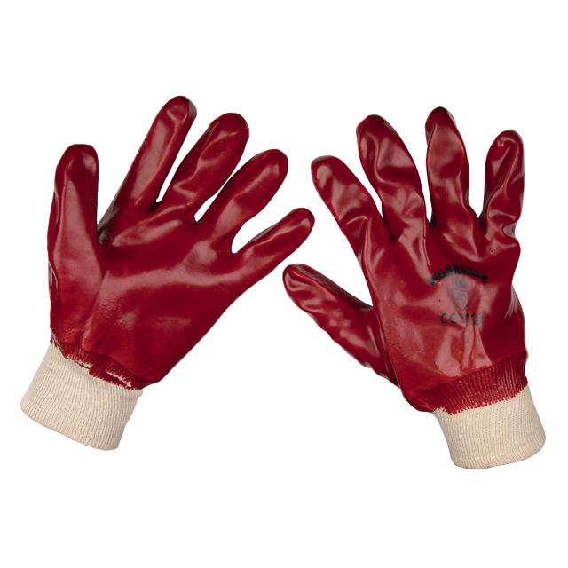 Sealey 9106L Worksafe® PVC Knit Wrist Gloves, Large - Pair