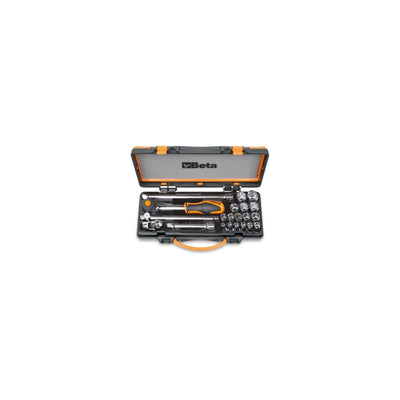 Beta 3/8 Inch Drive Hexagon Socket Set With Rotating Ratchet, 16 Pieces - 910A/C16HR