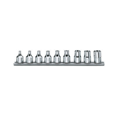 Beta 9-Piece Torx Socket Set On Support Rail 3/8 Inch Drive - 910FTX - 910FTX/SB9