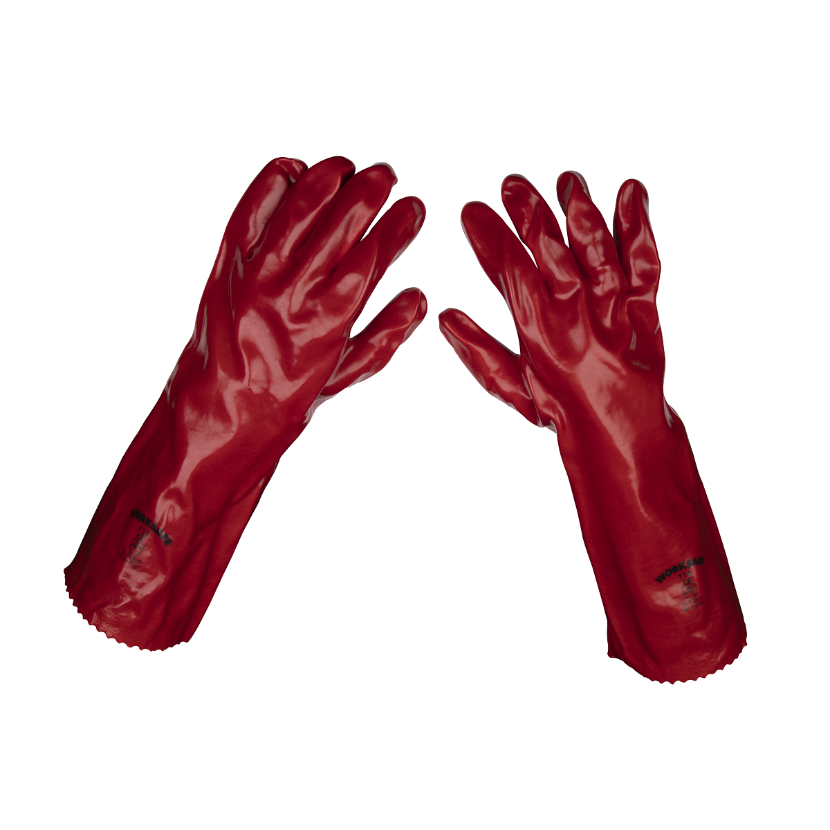 Sealey 9114/12 Worksafe® PVC Gauntlets 450mm, Red - Pack of 12 Pairs