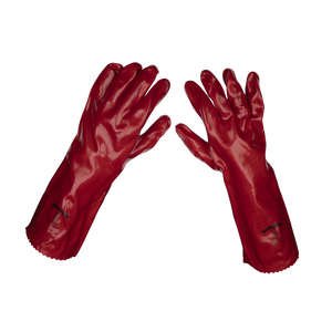 Sealey 9114/12 Worksafe® PVC Gauntlets 450mm, Red - Pack of 12 Pairs