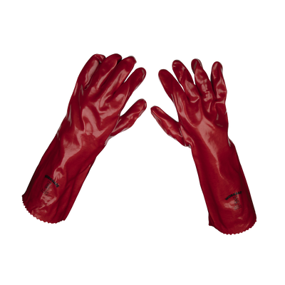 Sealey 9114/12 Worksafe® PVC Gauntlets 450mm, Red - Pack of 12 Pairs