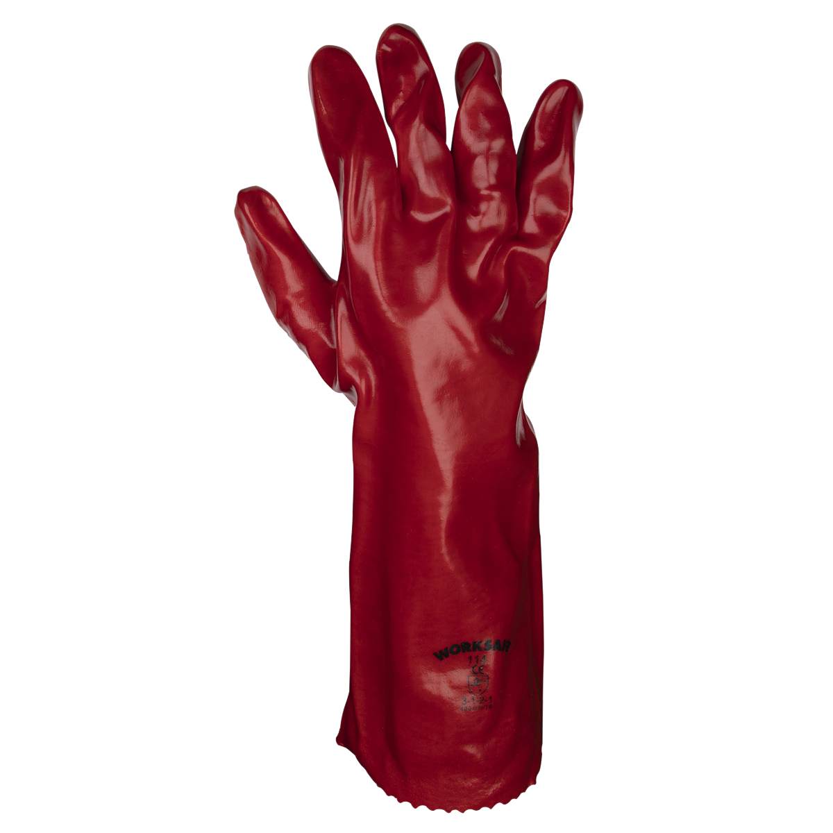 Sealey 9114/12 Worksafe® PVC Gauntlets 450mm, Red - Pack of 12 Pairs - additional view 2