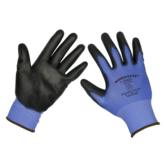 Sealey 9117L/12 Worksafe® Lightweight Precision Grip Gloves, Large - Pack of 12 Pairs