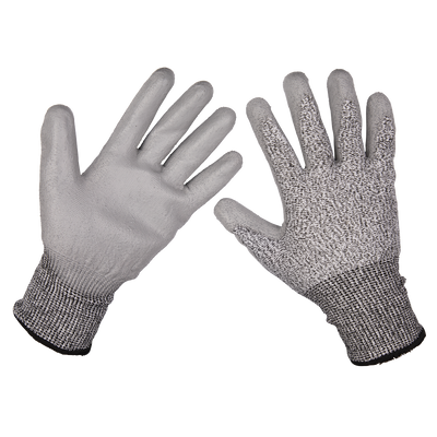 Sealey 9139L Worksafe® Anti-Cut PU Gloves (Cut Level C), Large - Pair