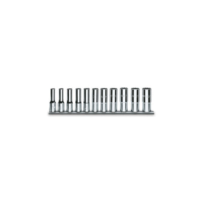 Beta 11-Piece 1/2 Inch Drive Long Hexagon Hand Socket Set On Support Rail - 920AL - 920AL/SB11